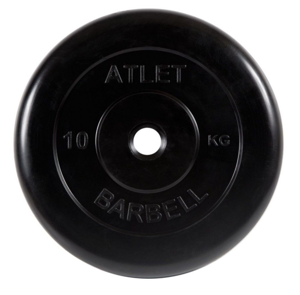 Фото Диск обрезиненный d31мм MB Barbell Atlet 10кг черный MB-AtletB31-10