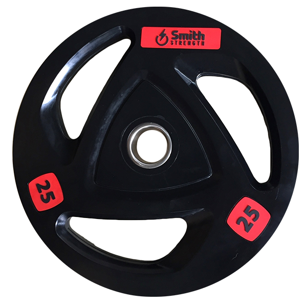Фото Диск для штанги Smith WP085-25 c 3-м хватом, обрезиненный, 25кг