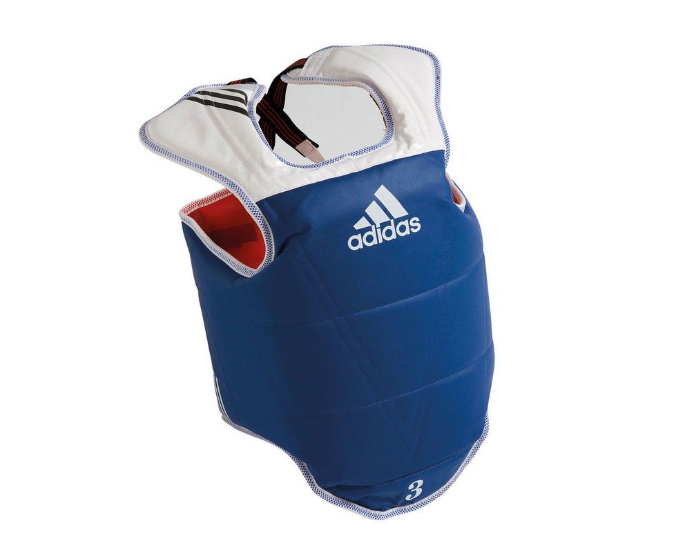 Фотографии Защита корпуса двухсторонняя Adidas Adult Body Protector Reversible WTF сине-красная adiTAP01