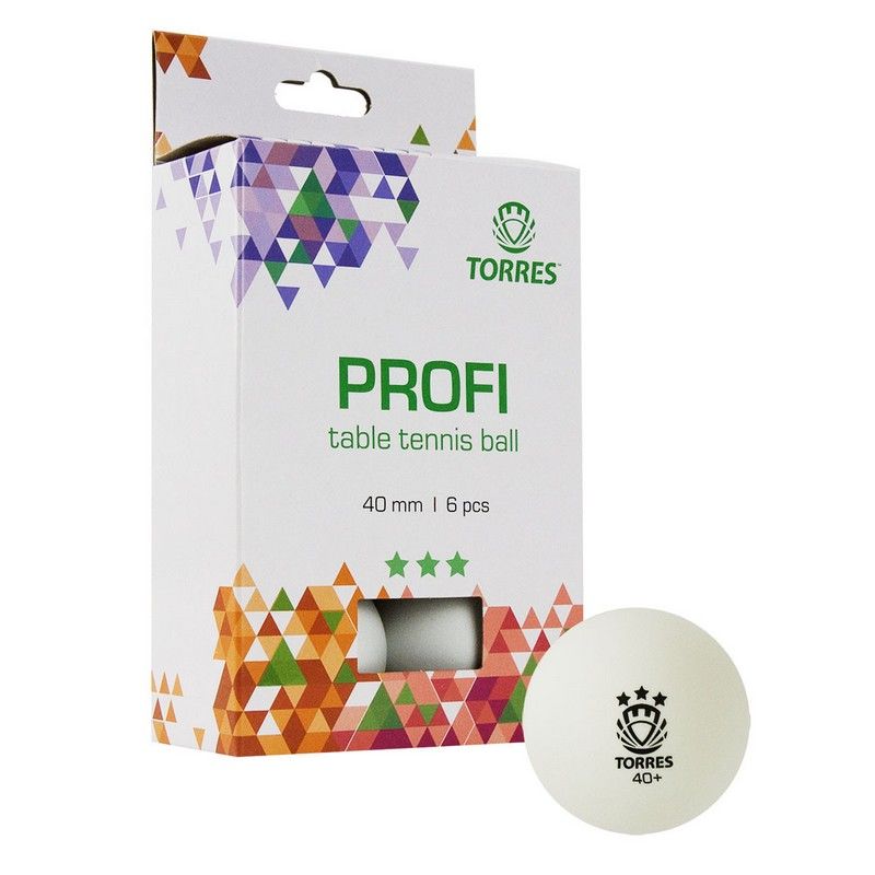 Фотографии Мяч для настольного тенниса Torres Profi 3* TT21012 6 шт, белый