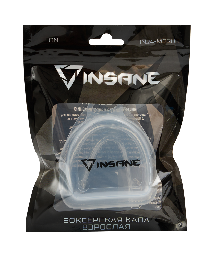 Капа 1-челюстная INSANE LION, ЭВА, прозрачный, с футляром, взрослый