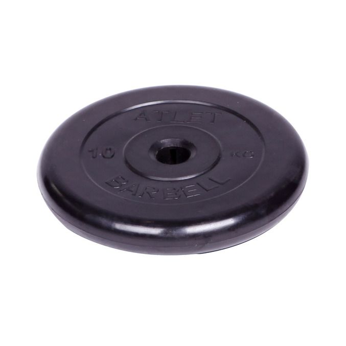 Диск обрезиненный d31мм MB Barbell Atlet 10кг черный MB-AtletB31-10