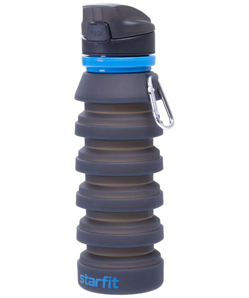 Фотографии Бутылка для воды складная FB-100, с карабином, серый