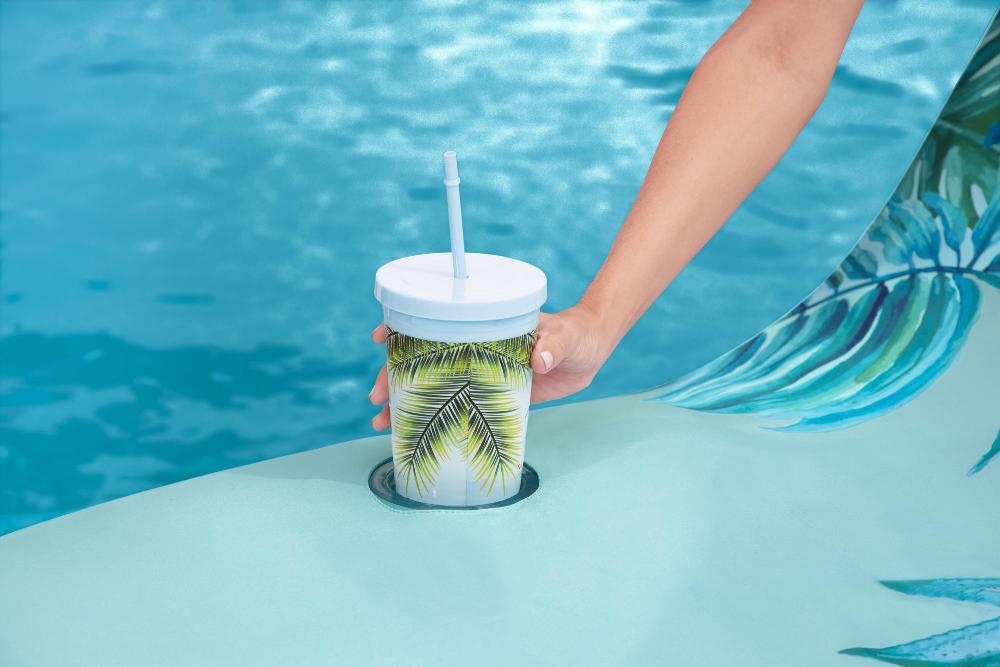 Фотографии Надувной матрас-шезлонг для плавания 176х107см с тканевым чехлом и подстаканником Bestway 43402