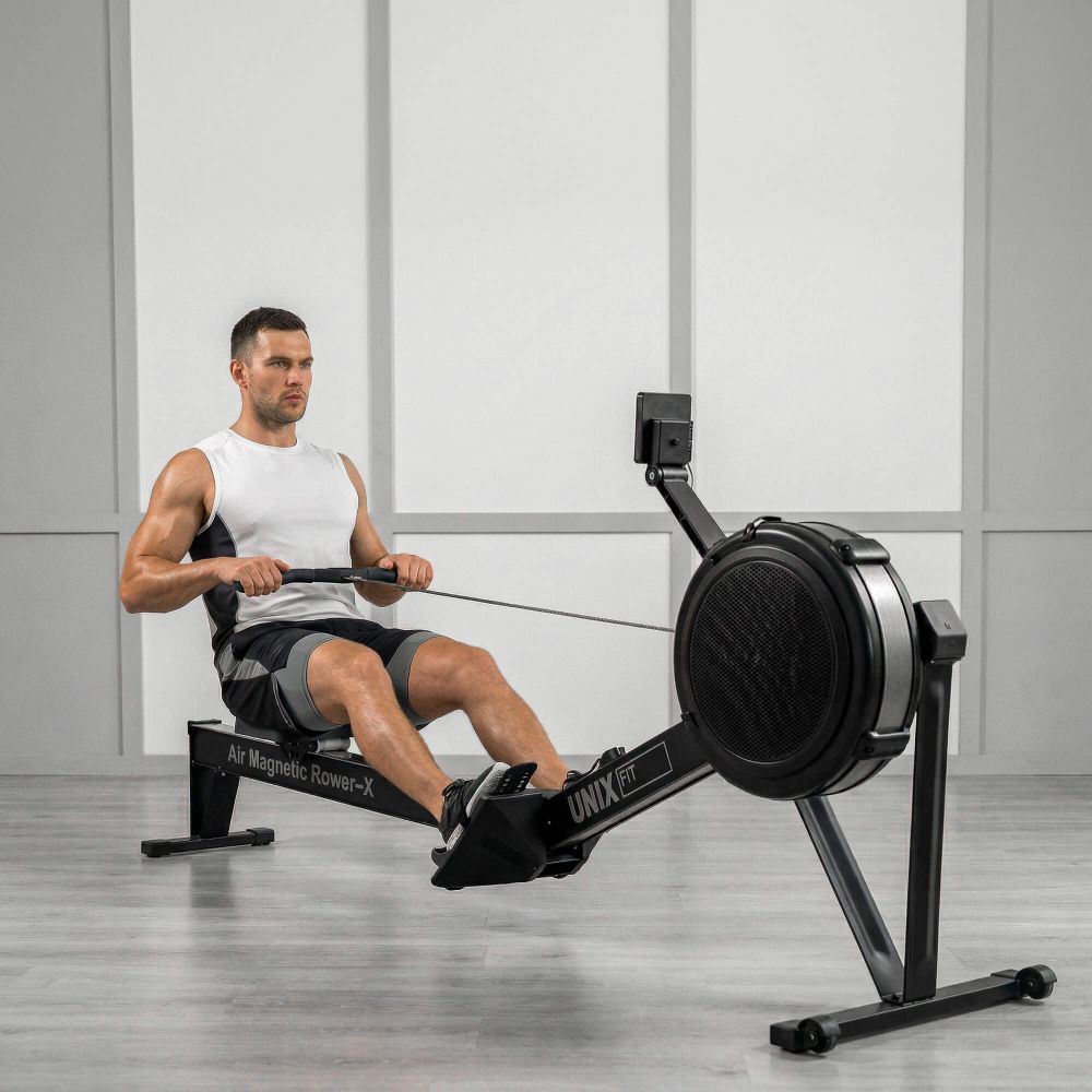 Фото Гребной тренажер UNIX Fit Air воздушно-магнитный / Magnetic Rower-X черный