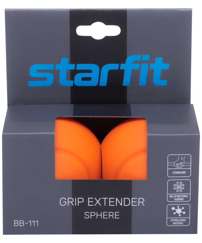 Фотографии Комплект расширителей хвата BB-111, d=25 мм, сфера, оранжевый, 2 шт.