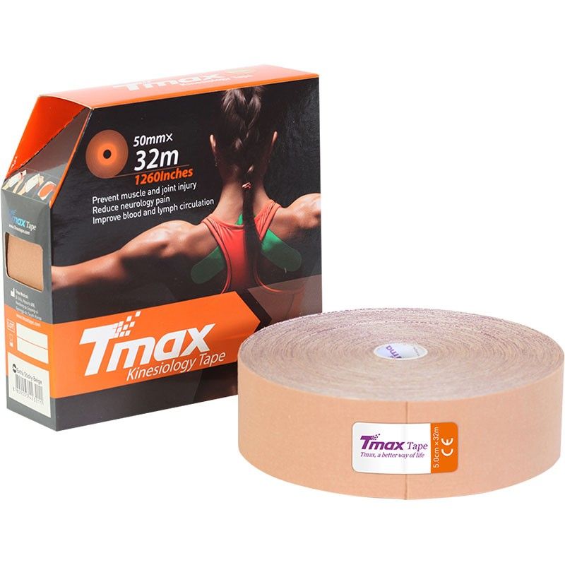 Фотографии Тейп кинезиологический Tmax 32m Extra Sticky Biege 5 см x 32 м 423211 телесный