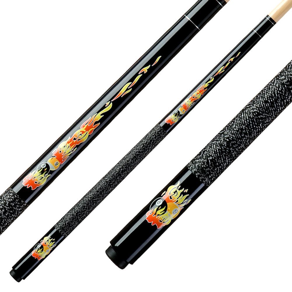 Фотографии Кий / пул 2-pc "Kids Classic Flames CF-01" (черный) 123 cm с оплеткой ирландский лен