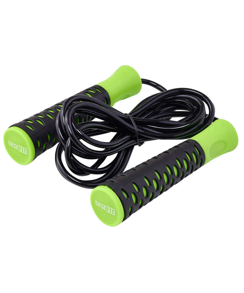 Фотографии Скакалка RP-103 PVC, с нескользящей ручкой, 3,05 м, черный/зеленый