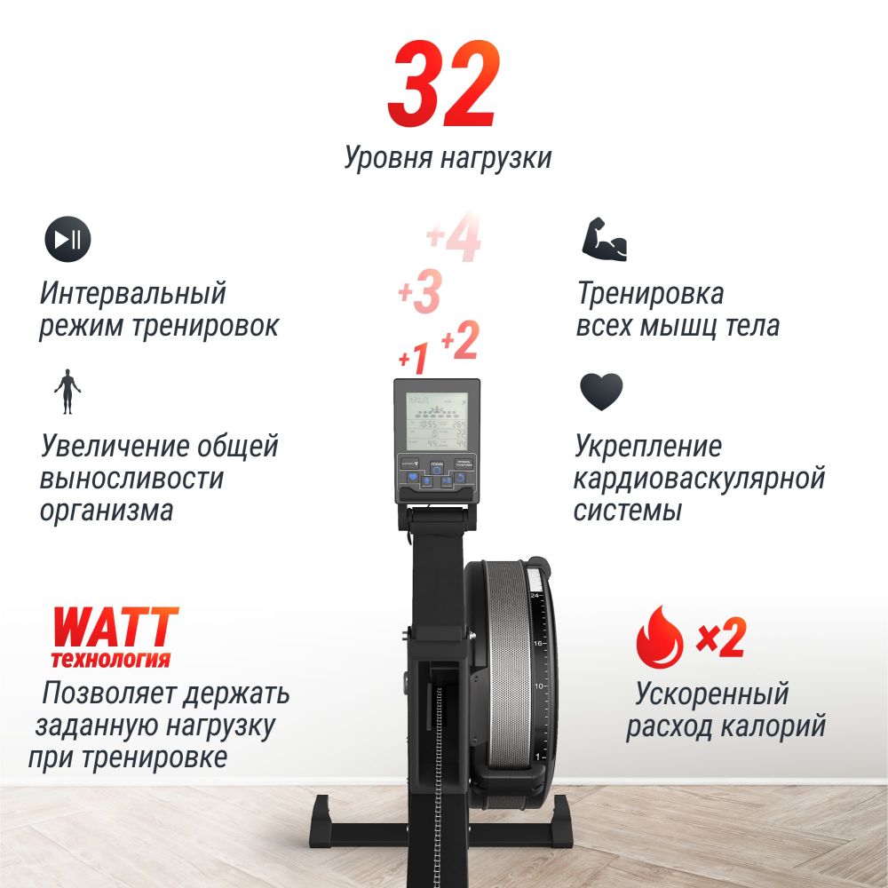 Гребной тренажер UNIX Fit Air воздушно-магнитный / Magnetic Rower-X черный
