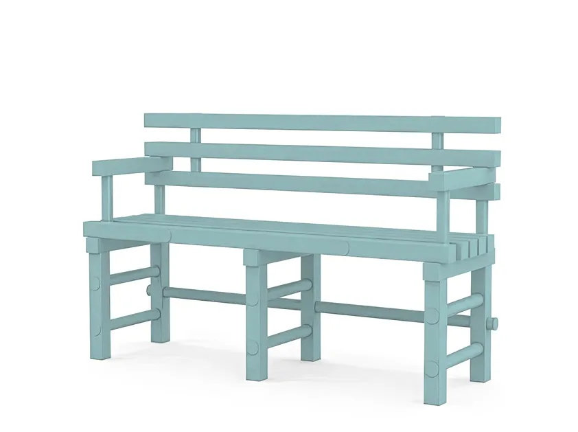 Фотографии Скамья со спинкой и подлокотниками