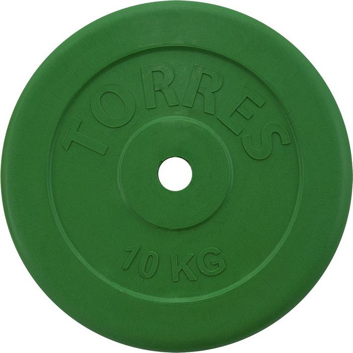 Фото Диск обрезиненный Torres 10 кг PL504110, D25 мм, зеленый