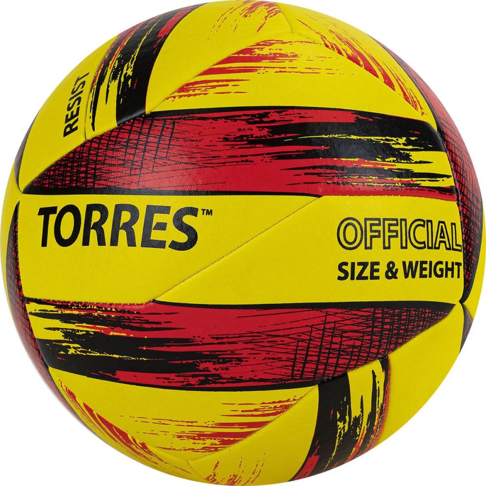 Фотографии Мяч волейбольный Torres Resist V321305, р.5, синт. кожа (ПУ), гибрид, бут.кам.желто-красно-черный