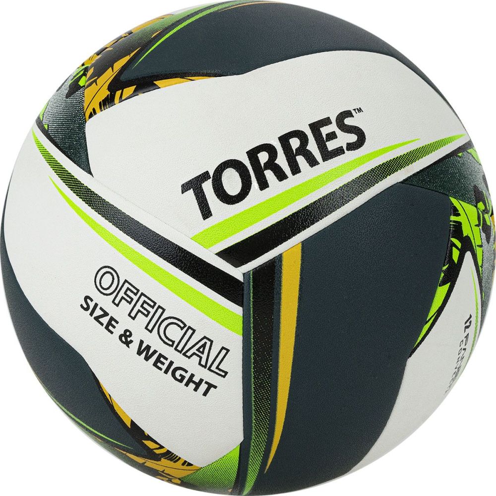 Фотографии Мяч волейбольный Torres Save V321505 р.5, синт.кожа (ПУ), гибрид, бут.кам, бело-зелено-желный