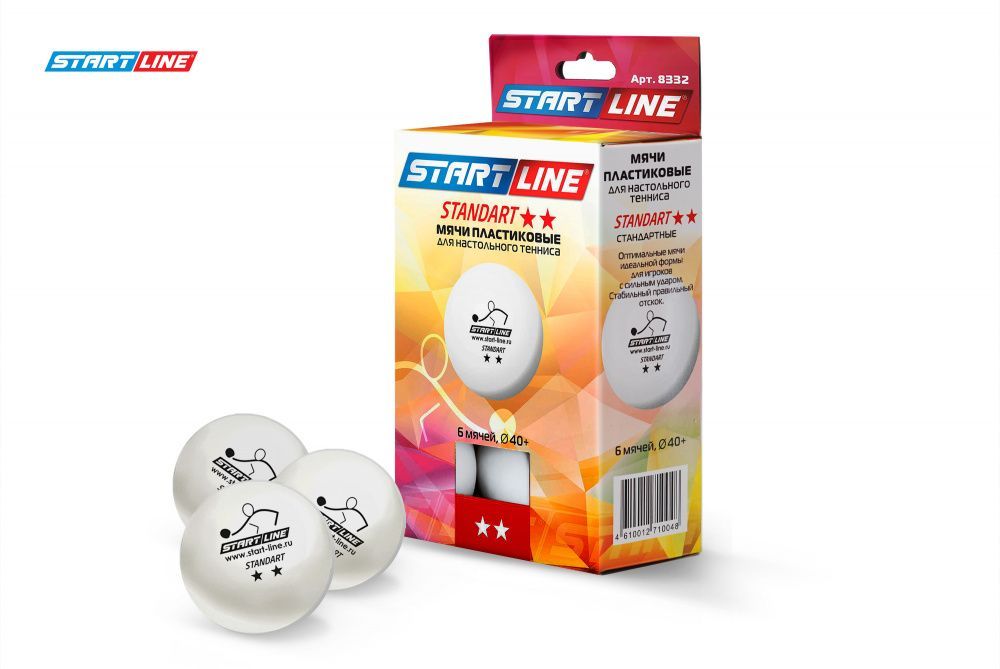 Фото Мячи Start line Standart 2* New (6 шт, бел.)