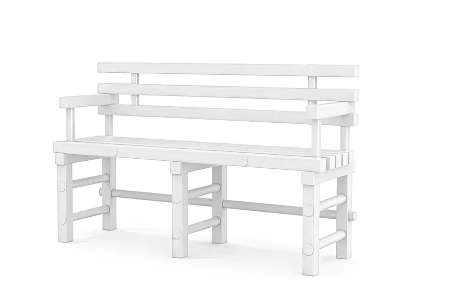 Фотографии Скамья со спинкой и подлокотниками