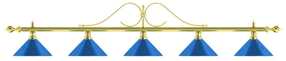 Фотографии Лампа на пять плафонов «Classic Blue Light» (витая золотистая штанга, синий плафон D35см)