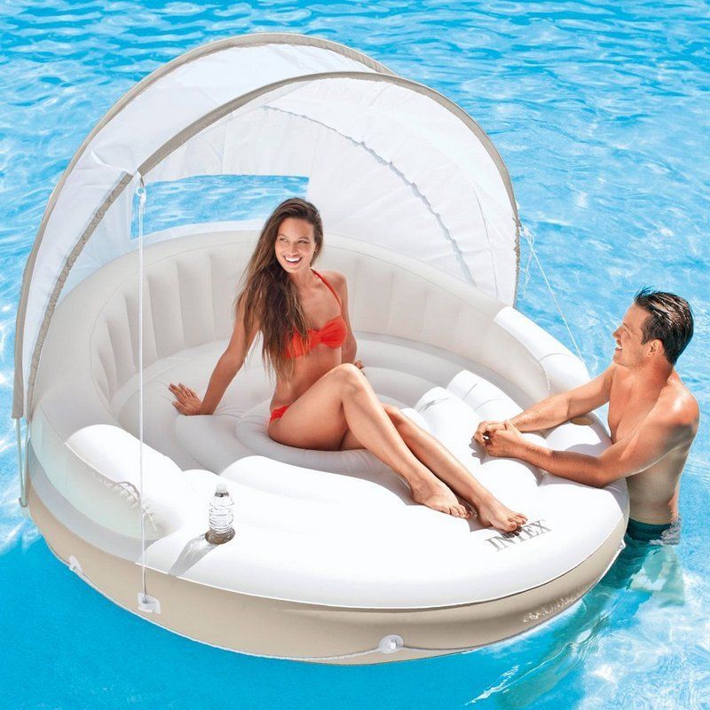 Фотографии Надувной круг-шезлонг со сьемным навесом, 199х150 см Intex 58292