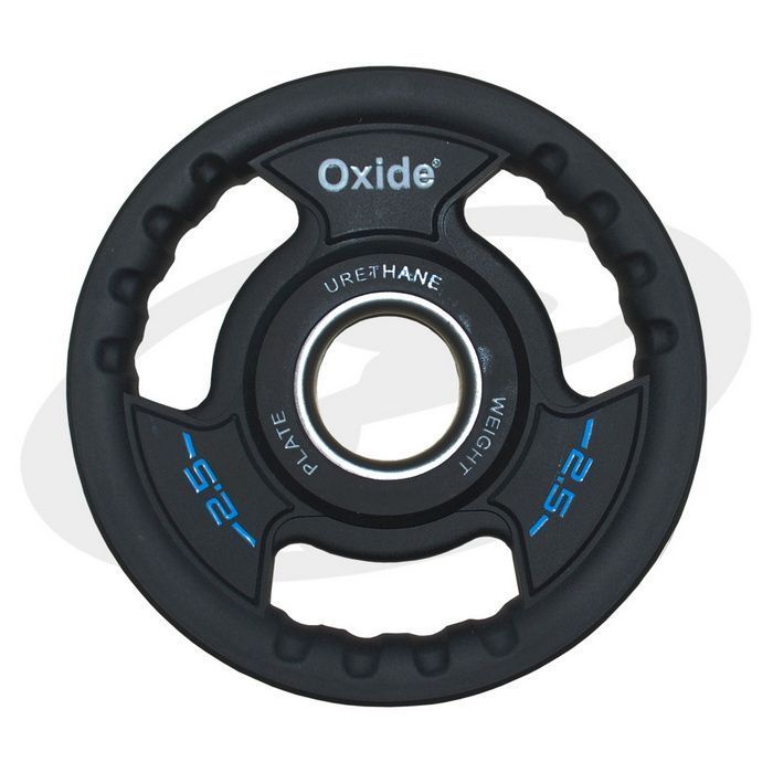 Фото Диск олимпийский Oxide Fitness OWP02 D50мм полиуретановый, с 3-мя хватами, черный 2,5кг.
