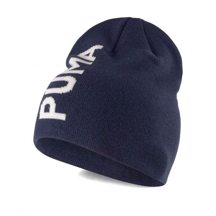 Шапка спортивная зимняя PUMA Ess Classic Cuffless Beanie, 02343302, темно-синий