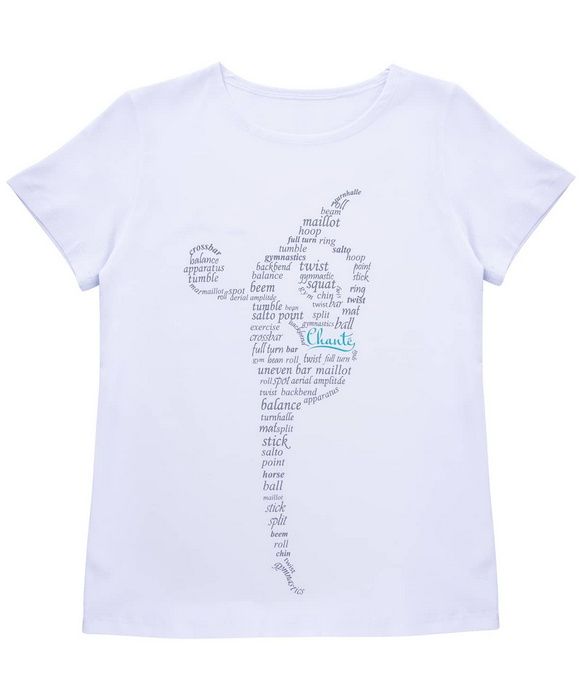 Фотографии Футболка гимнастическая Chante Alexa, хлопок, белый с принтом