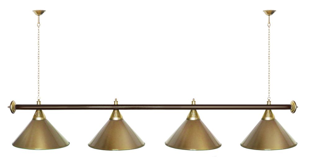 Фотографии Лампа STARTBILLIARDS 4 пл. (плафоны зеленые,штанга хром,фурнитура золото)