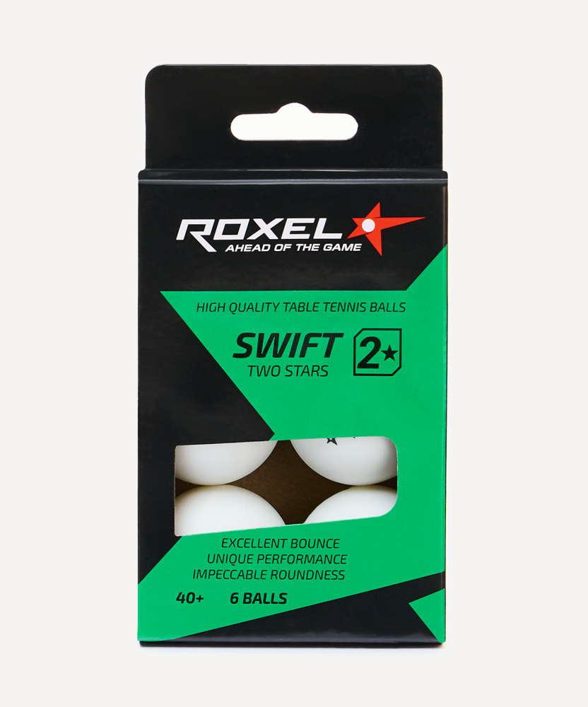 Фото Мяч для настольного тенниса 2* Swift, белый, 6 шт.