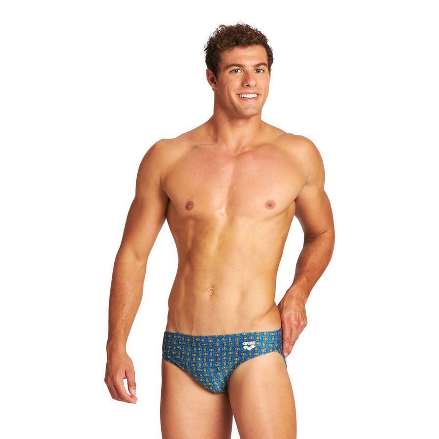Фото Плавки ARENA Everyday Fundamentals Allover Brief, 004326 900 75, р.75 российский размер 44, полиамид, эластан, синий