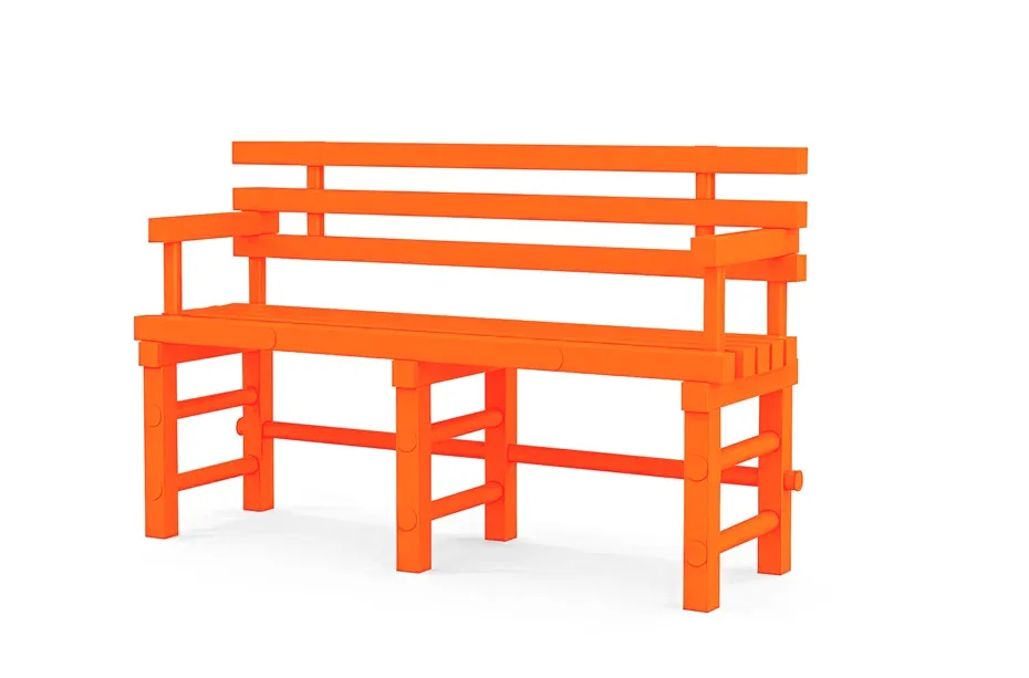 Фотографии Скамья со спинкой и подлокотниками