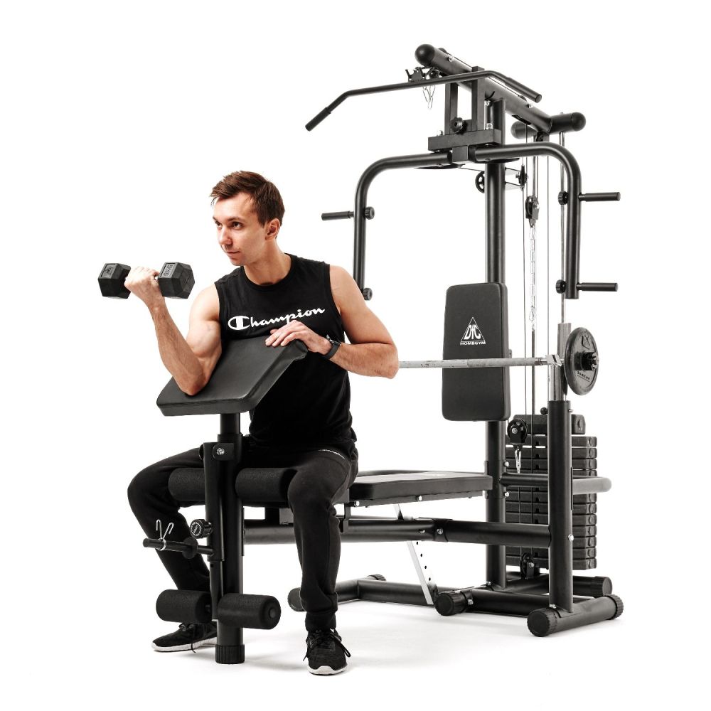 Силовой комплекс со скамьей DFC Homegym (три короба + два груза)