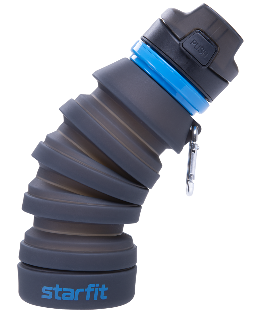 Фотографии Бутылка для воды складная FB-100, с карабином, серый