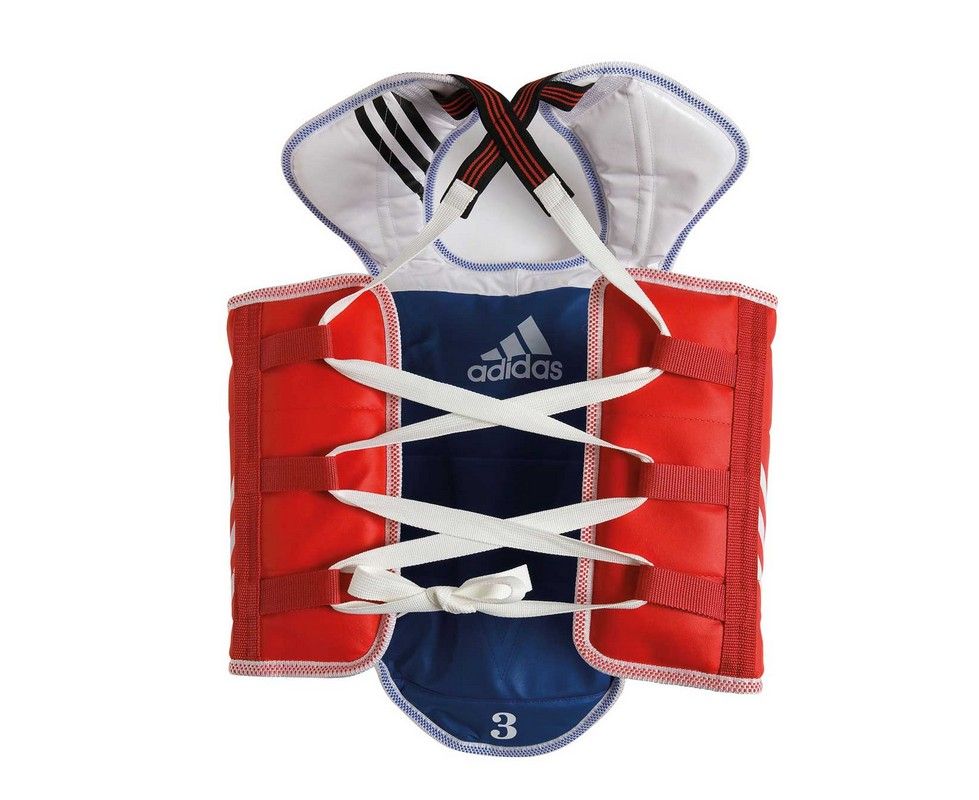 Фотографии Защита корпуса двухсторонняя Adidas Adult Body Protector Reversible WTF сине-красная adiTAP01
