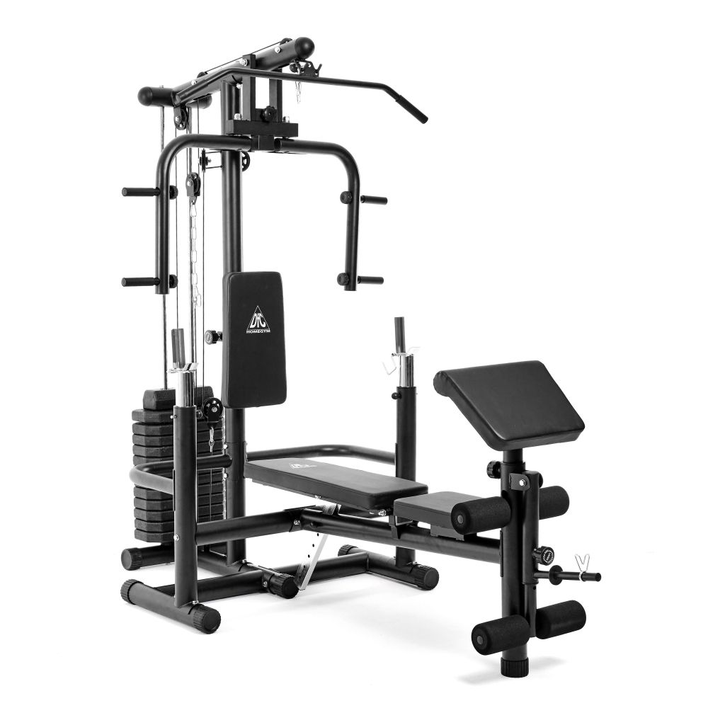 Силовой комплекс со скамьей DFC Homegym (три короба + два груза)