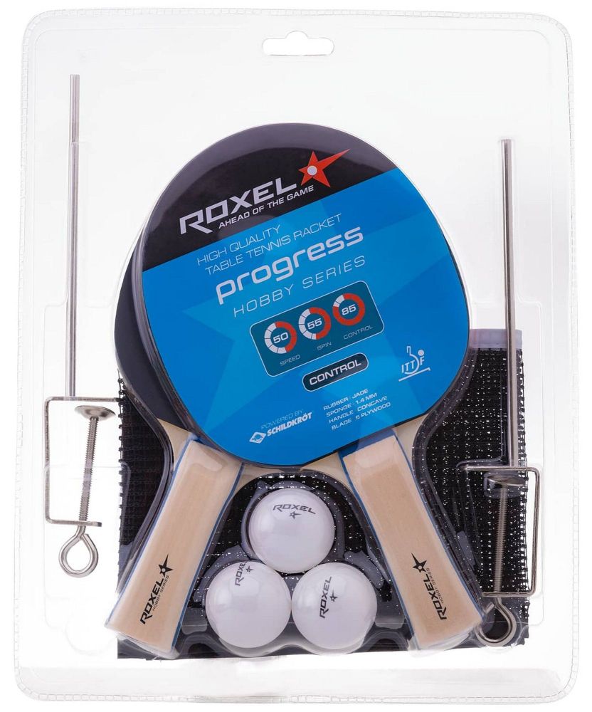 Фотографии Набор для настольного тенниса Roxel Hobby Progress, 2 ракетки, 3 мяча, сетка