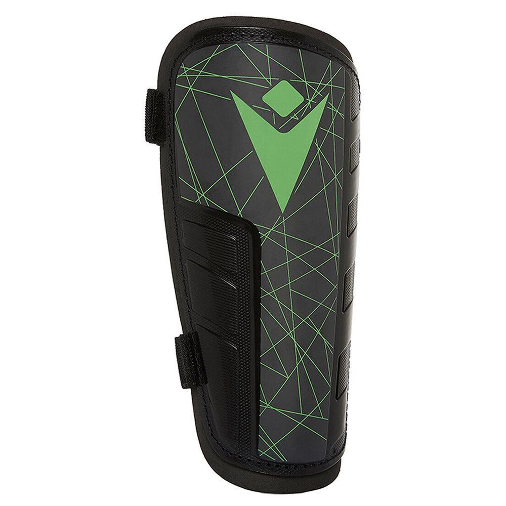 Фото Щитки футбольные Macron Lister JR, 5023072-NGRN-JR, без голен.,с застежками, ЭВА,пласт,черно-зеленый