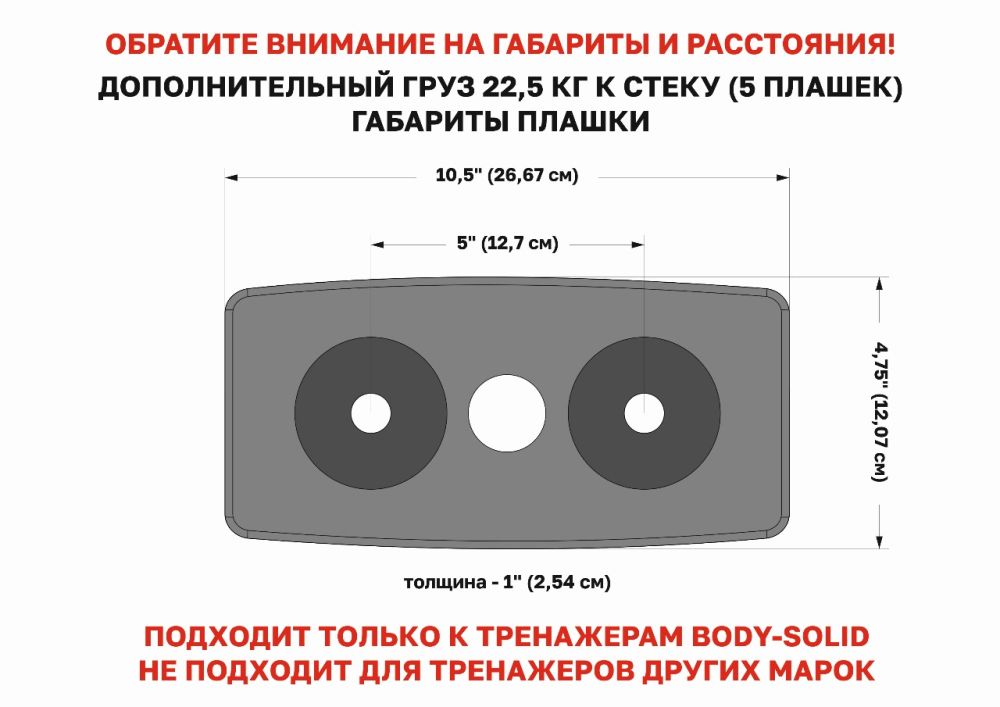 Дополнительный груз 22,5 кг к стеку (5 плашек)
