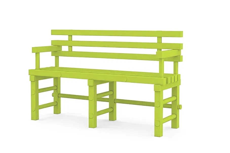 Фотографии Скамья со спинкой и подлокотниками