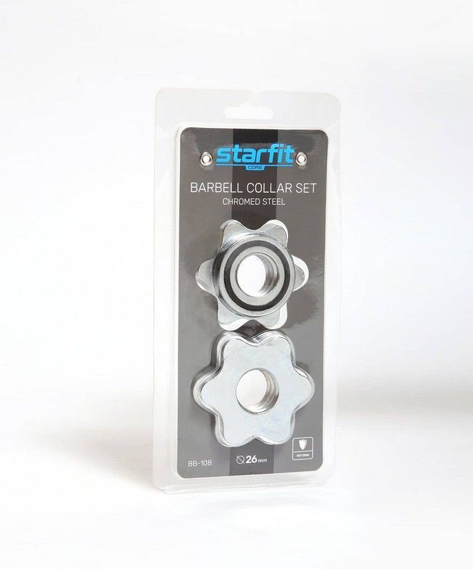 Фото Замки для грифа металлические, хромированный d26 мм Star Fit Core BB-108 2 шт