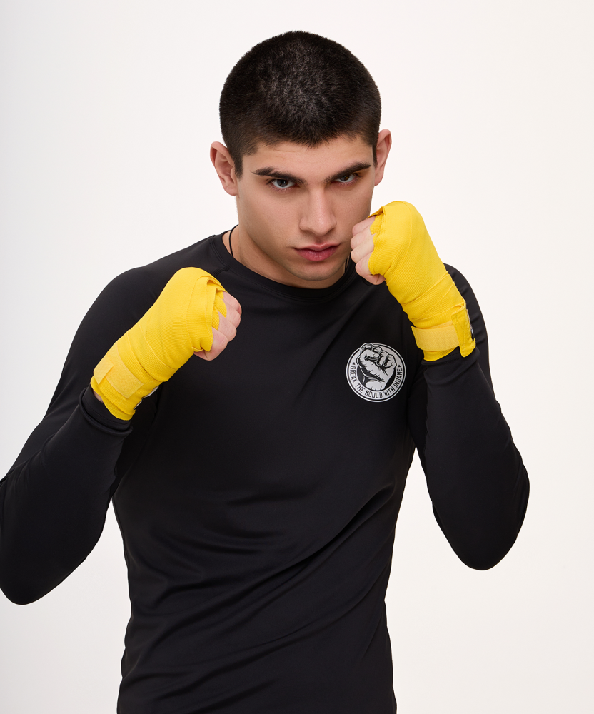 Фотографии Бинт боксерский FIGHT, хлопок/нейлон, желтый, 3,5 м
