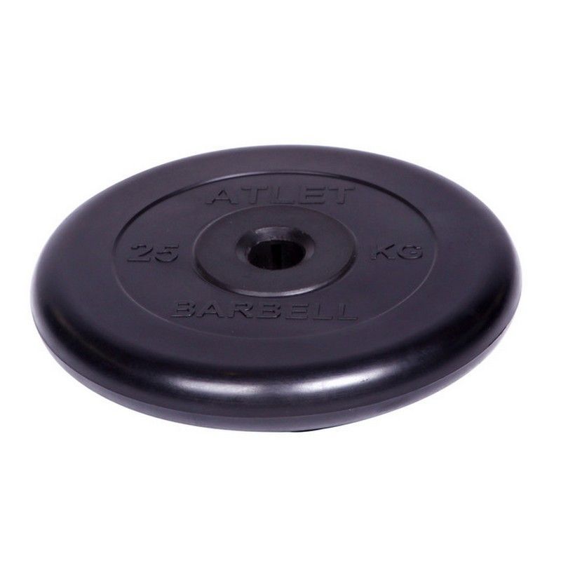 Диск обрезиненный d31мм MB Barbell Atlet 25кг черный MB-AtletB31-25