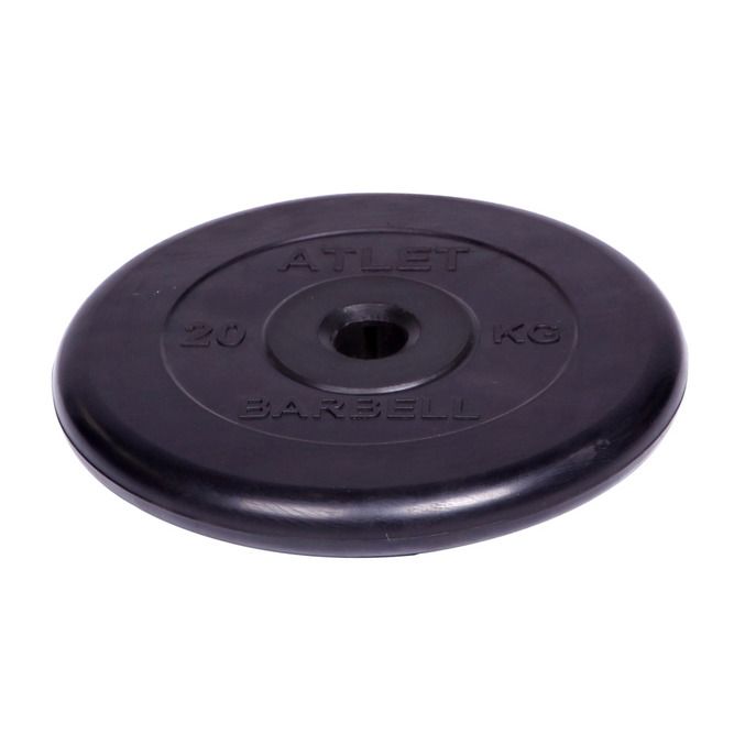 Диск обрезиненный d31мм MB Barbell Atlet 20кг черный MB-AtletB31-20