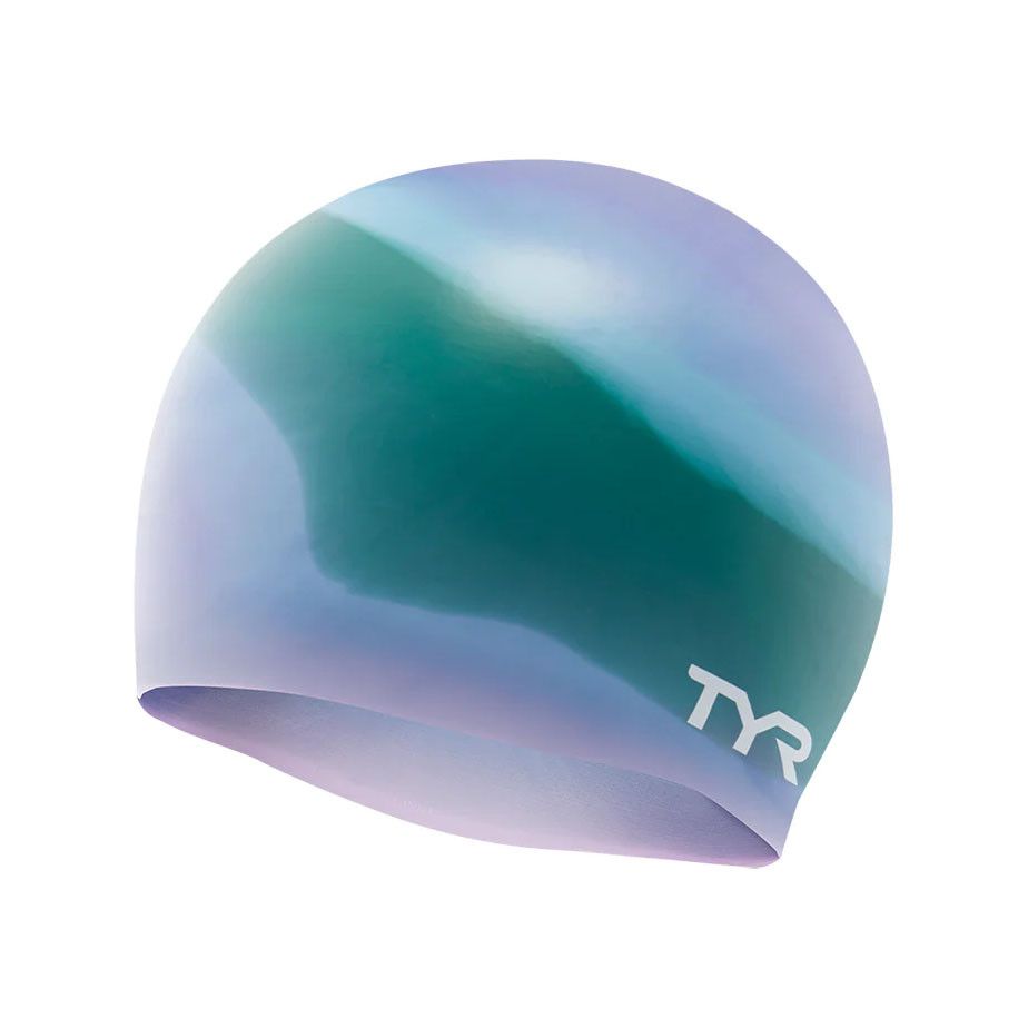 Фото Шапочка для плавания TYR Multi Silicone Cap, LCSM-528, зелено-фиолетовый