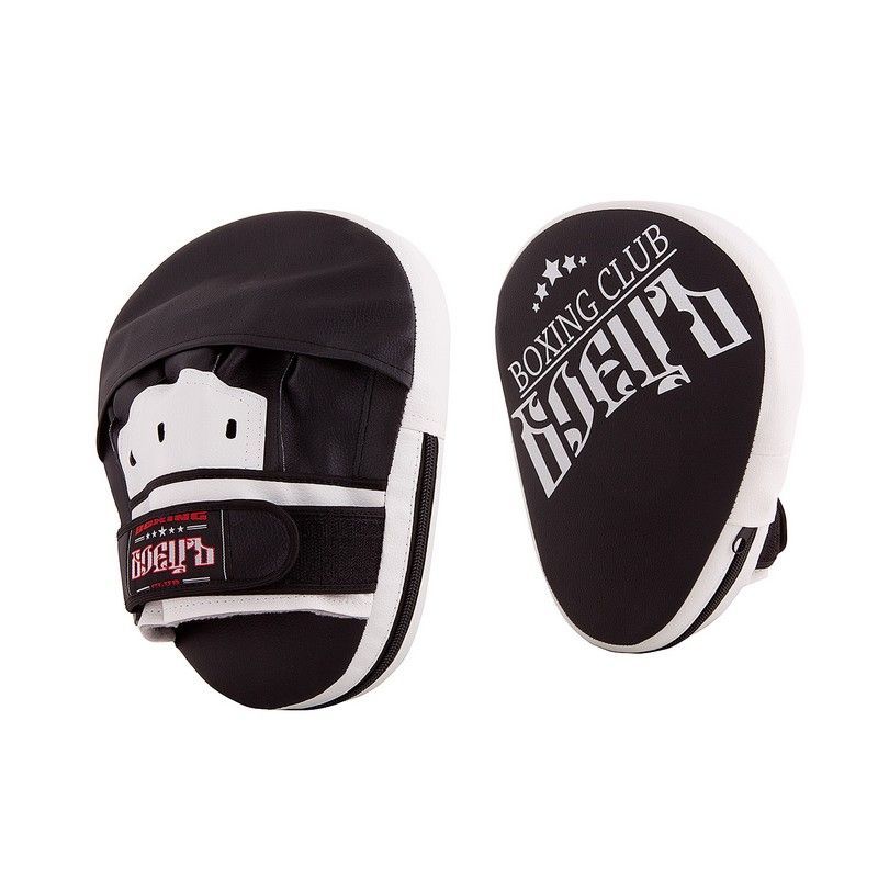 Фото Лапы боксерские гнутые Боецъ 111 черно-белые