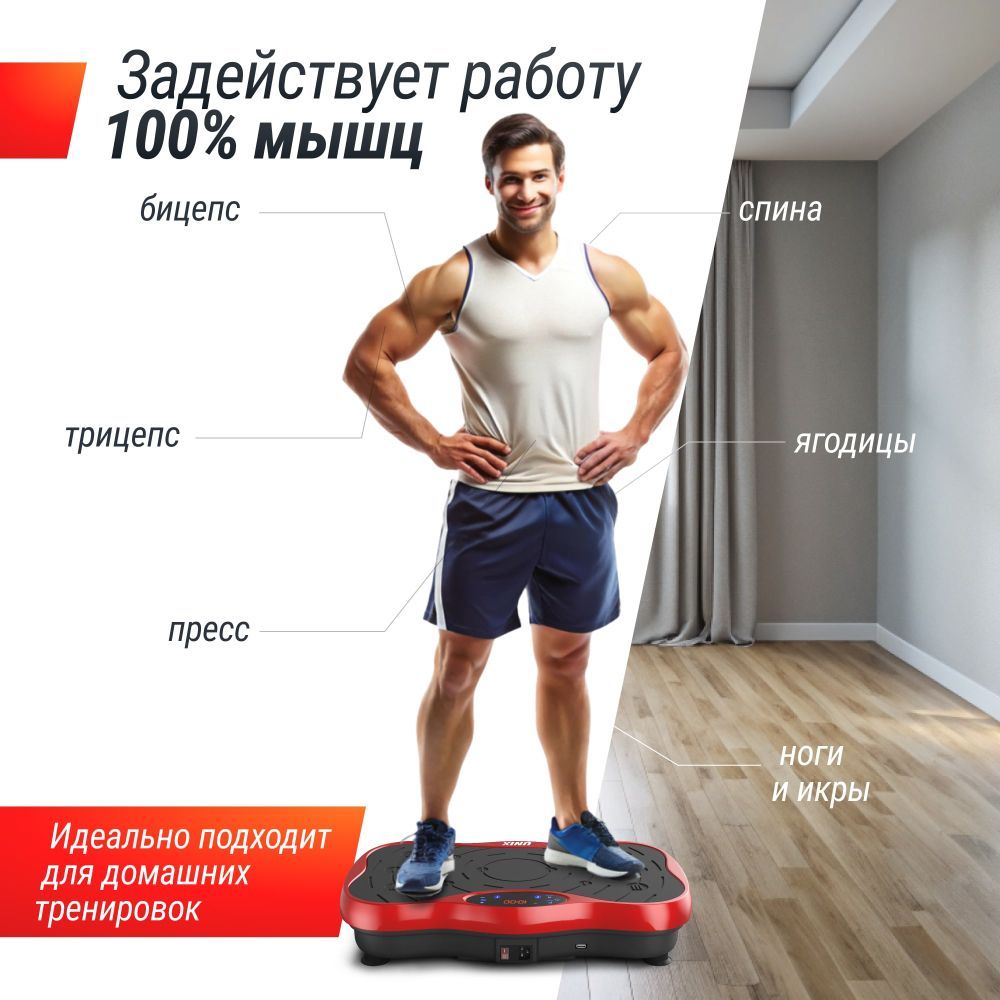 Виброплатформа UNIX Fit усиленная / Intensive 2D Red