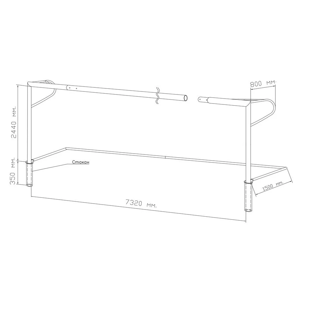 Фото Ворота футбольные 7,32х2,44 м ТИП 2, Сертификат ГОСТ, на стаканах