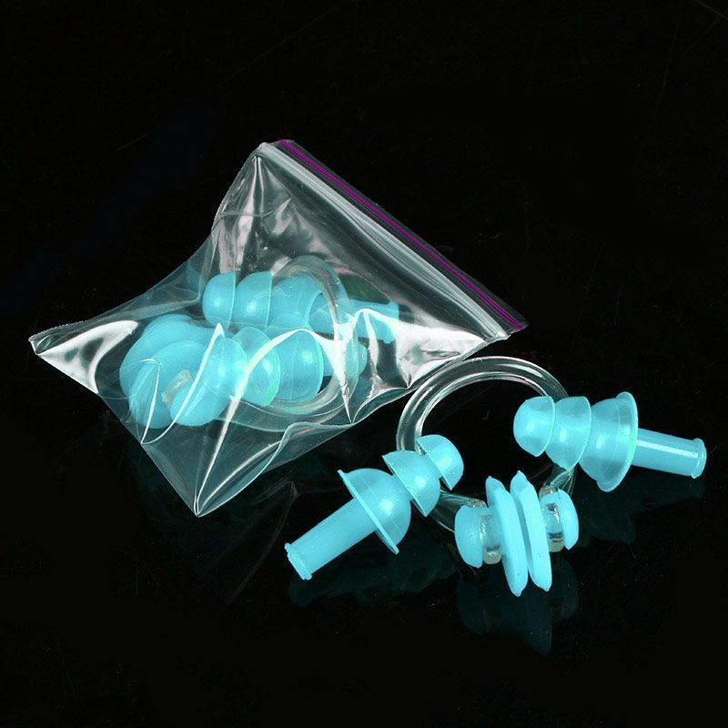 Фото Набор для плавания в zip-lock, беруши и зажим для носа (бирюзовый) Sportex E36868-5