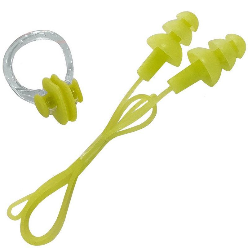 Фотографии Набор для плавания беруши на шнурке и зажим для носа Sportex B31576 салатовый