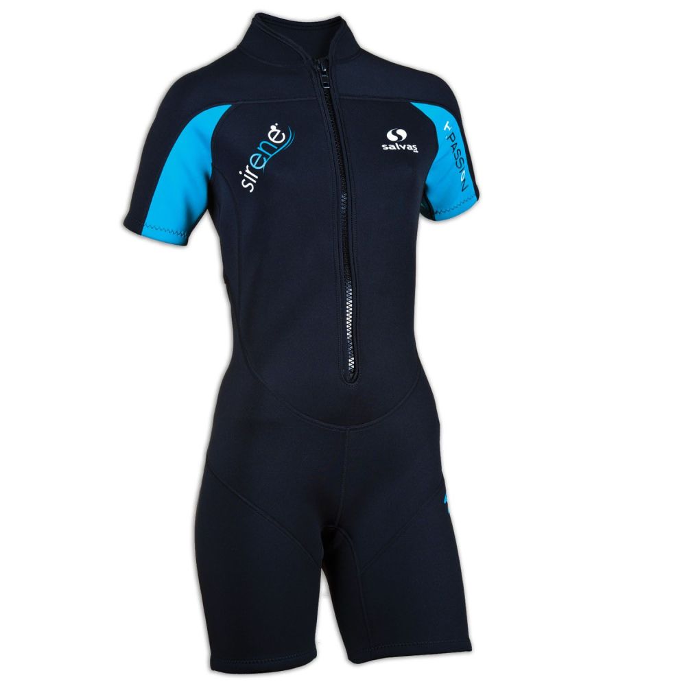 Фото Гидрокостюм для плавания женский SALVAS Shorty Sirene Lady MS0060-L чёрно-голубой